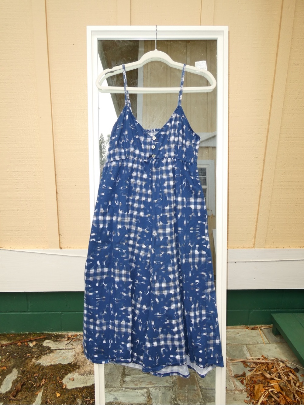 Blue Printed Spaghetti-Strap Jumpsuit Romper